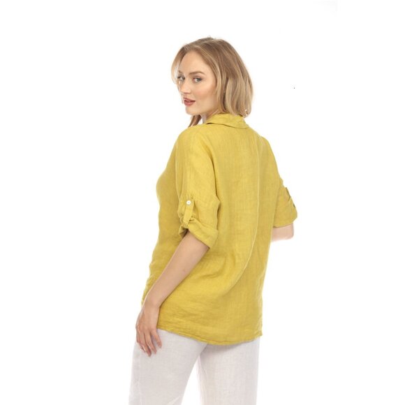 Mustard Button Up Collared Shirt - Picture 5 of 11